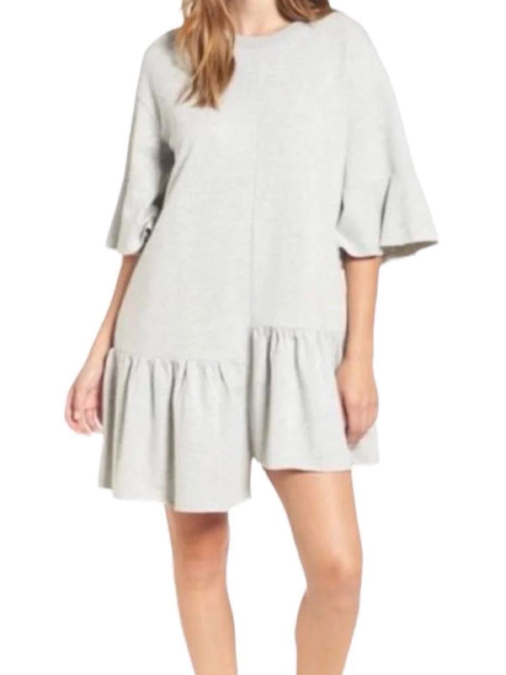 BP. Nordstrom Grey Asymmetrical Flounce Sleeve Mini Dress XXS
